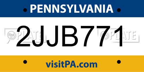 2JJB771 Pennsylvania License Plate