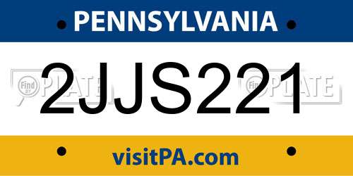2JJS221 Pennsylvania License Plate