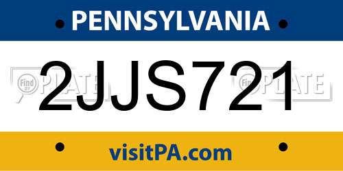 2JJS721 Pennsylvania License Plate