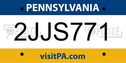 2JJS771 Pennsylvania License Plate