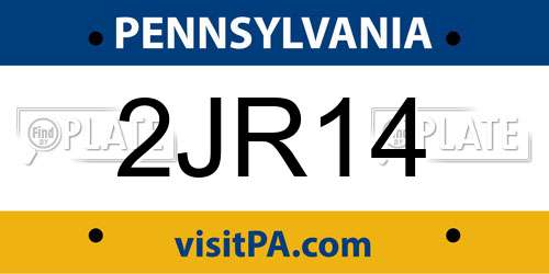 2JR14 Pennsylvania License Plate