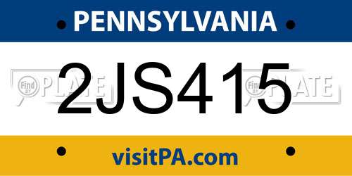 2JS415 Pennsylvania License Plate
