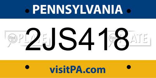 2JS418 Pennsylvania License Plate