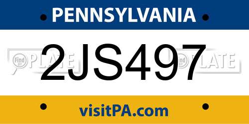 2JS497 Pennsylvania License Plate