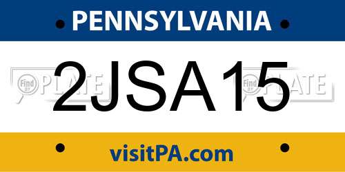 2JSA15 Pennsylvania License Plate