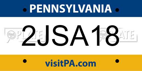 2JSA18 Pennsylvania License Plate