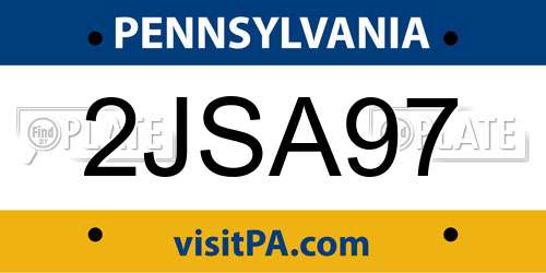 2JSA97 Pennsylvania License Plate