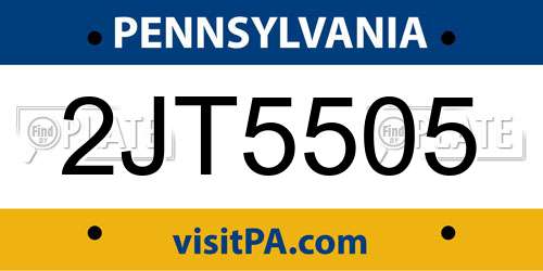 2JT5505 Pennsylvania License Plate