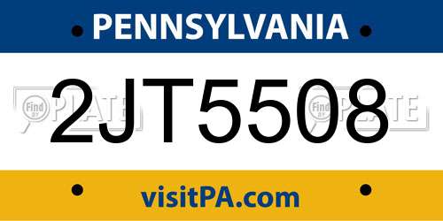 2JT5508 Pennsylvania License Plate