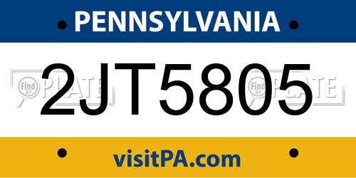 2JT5805 Pennsylvania License Plate
