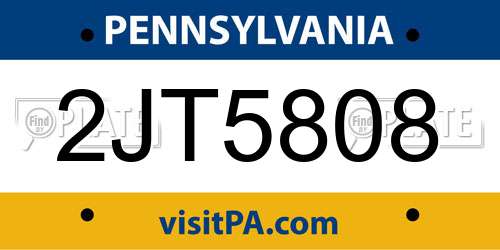 2JT5808 Pennsylvania License Plate