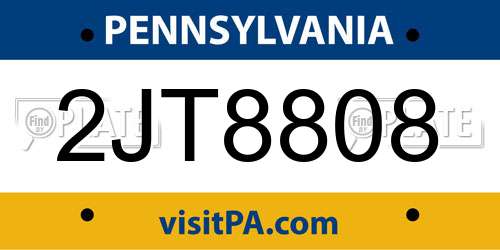 2JT8808 Pennsylvania License Plate