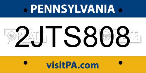 2JTS808 Pennsylvania License Plate
