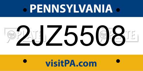 2JZ5508 Pennsylvania License Plate
