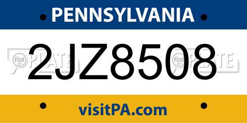 2JZ8508 Pennsylvania License Plate