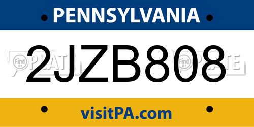 2JZB808 Pennsylvania License Plate