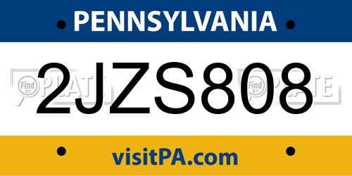 2JZS808 Pennsylvania License Plate