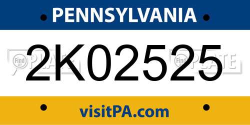2K02525 Pennsylvania License Plate