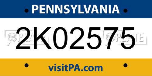 2K02575 Pennsylvania License Plate