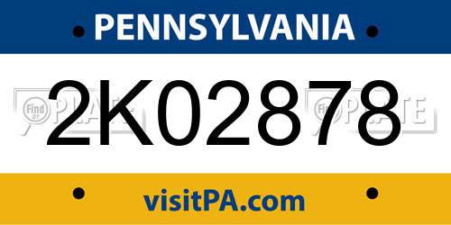 2K02878 Pennsylvania License Plate