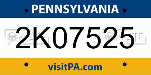 2K07525 Pennsylvania License Plate