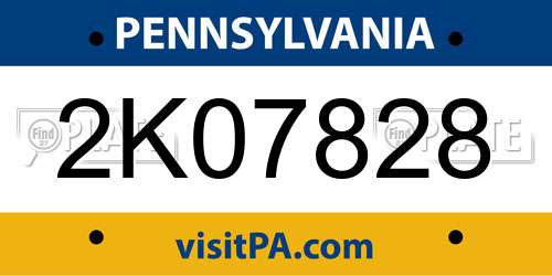 2K07828 Pennsylvania License Plate