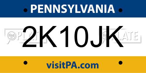 2K10JK Pennsylvania License Plate