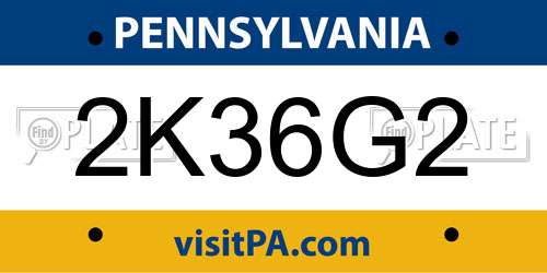 2K36G2 Pennsylvania License Plate