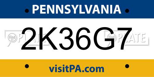 2K36G7 Pennsylvania License Plate