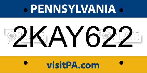 2KAY622 Pennsylvania License Plate