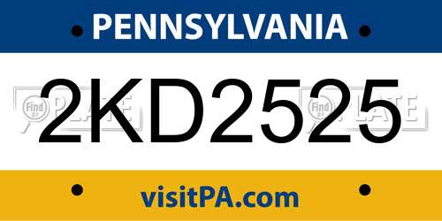 2KD2525 Pennsylvania License Plate