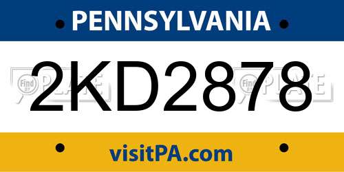 2KD2878 Pennsylvania License Plate