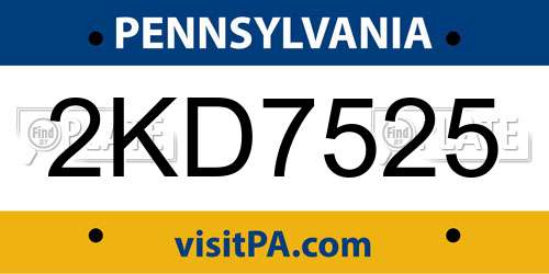2KD7525 Pennsylvania License Plate