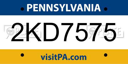 2KD7575 Pennsylvania License Plate