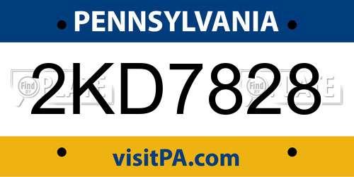 2KD7828 Pennsylvania License Plate