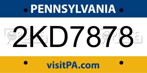 2KD7878 Pennsylvania License Plate