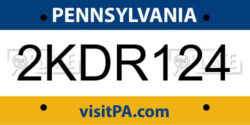 2KDR124 Pennsylvania License Plate