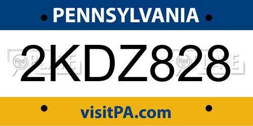 2KDZ828 Pennsylvania License Plate