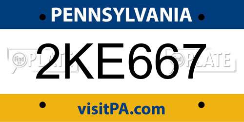 2KE667 Pennsylvania License Plate