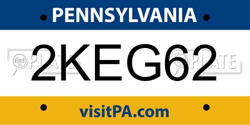 2KEG62 Pennsylvania License Plate