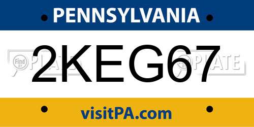 2KEG67 Pennsylvania License Plate