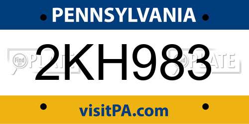 2KH983 Pennsylvania License Plate