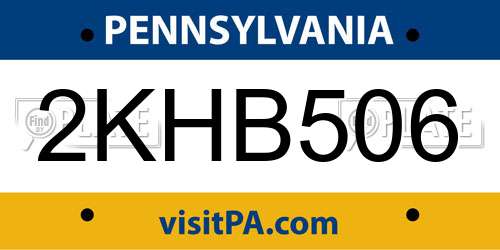 2KHB506 Pennsylvania License Plate