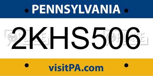 2KHS506 Pennsylvania License Plate