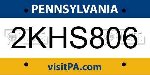 2KHS806 Pennsylvania License Plate
