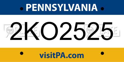 2KO2525 Pennsylvania License Plate