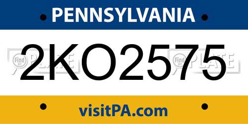 2KO2575 Pennsylvania License Plate