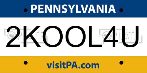 2KOOL4U Pennsylvania License Plate