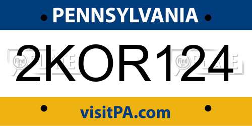 2KOR124 Pennsylvania License Plate