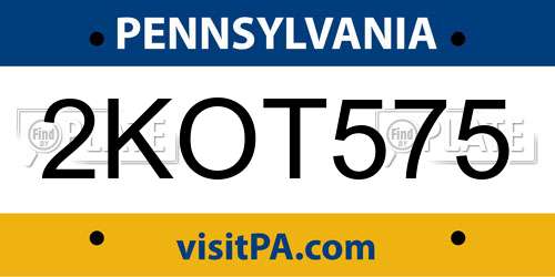 2KOT575 Pennsylvania License Plate